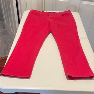 90s Inspired Lip Stick Red Hot Spring Stretch Straight Leg Mid Rise Jean Size 12